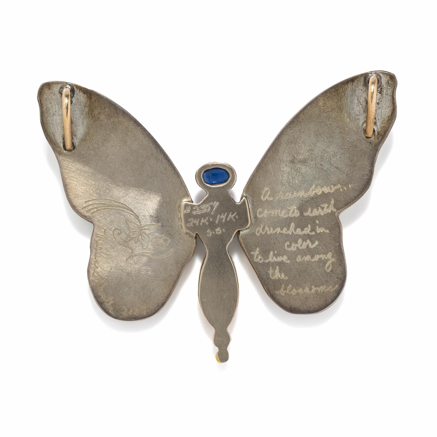 MARIANNE HUNTER, MULTIGEM AND ENAMEL BUTTERFLY PENDANT
