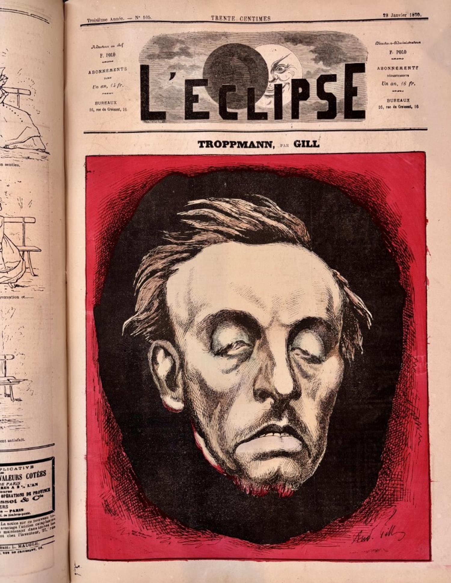 L'Eclipse Satirical Weekly Journal Bound in 3 Folios, Illustrations by Andre Gill