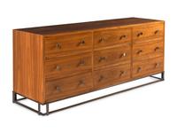 A Custom Bronze and Walnut Chest of Drawers