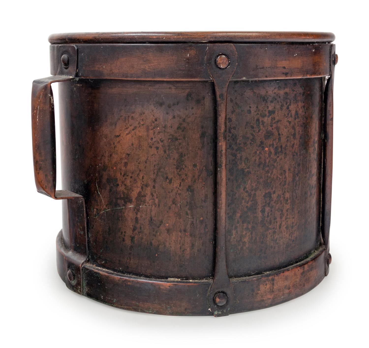 A Continental Bronze Drum-Form Jardinière