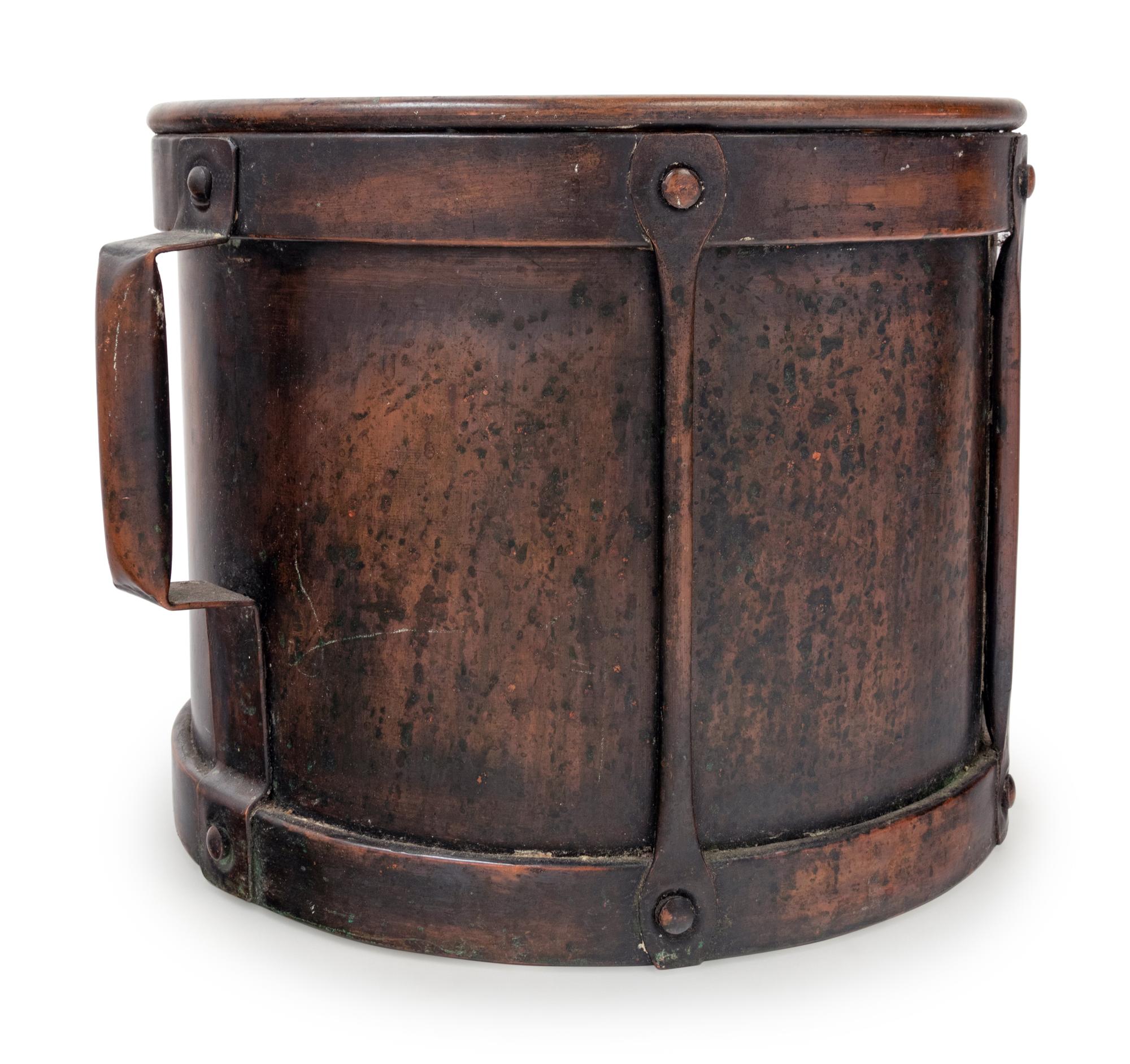 A Continental Bronze Drum-Form Jardinière