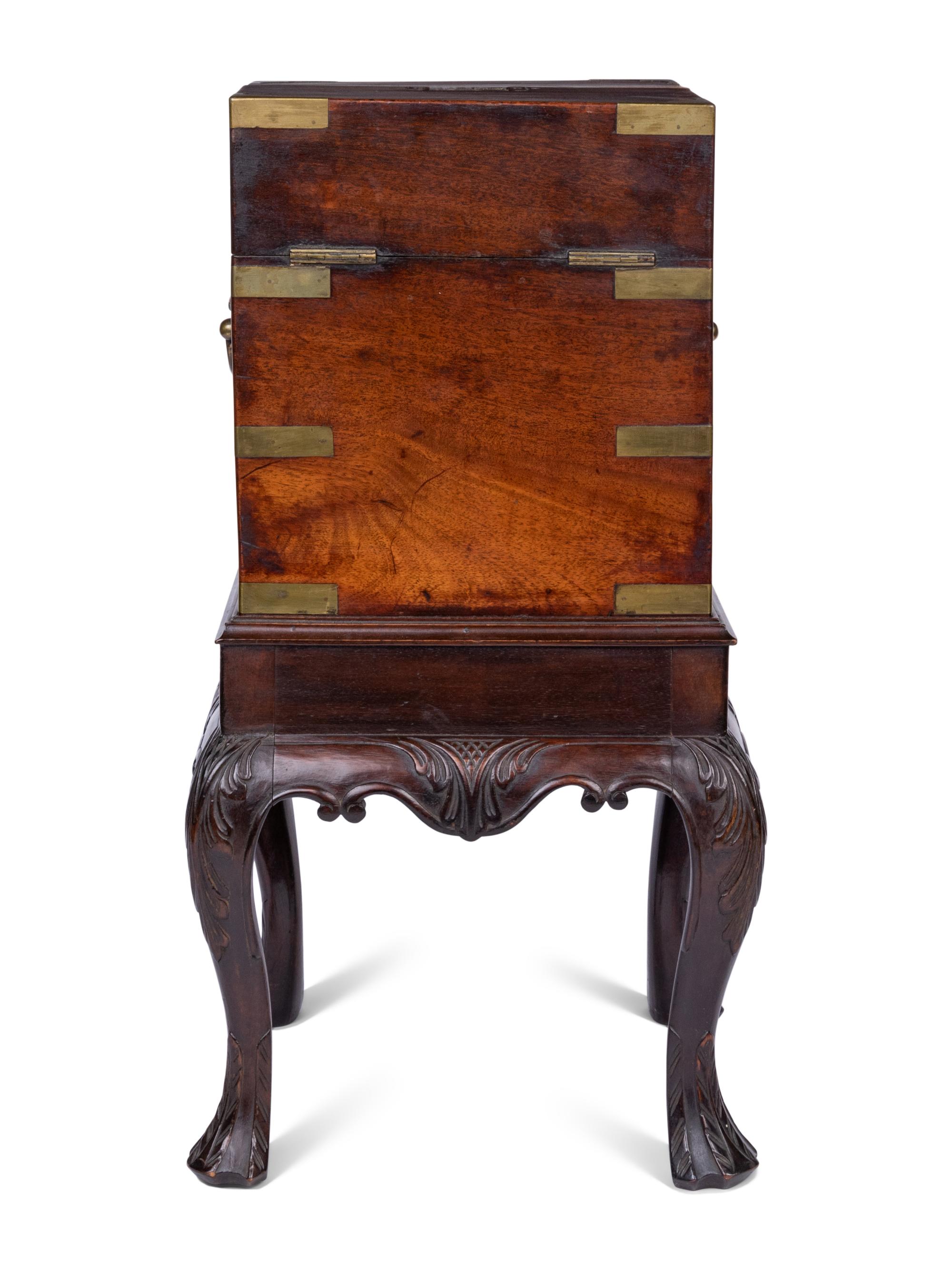 A Regency Brass Mounted Mahogany Cellarette