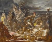 Reginald Marsh (American, 1898-1954) — Frolicking on the Beach ; with Figure Studies (A Double-Sided Work), 1952