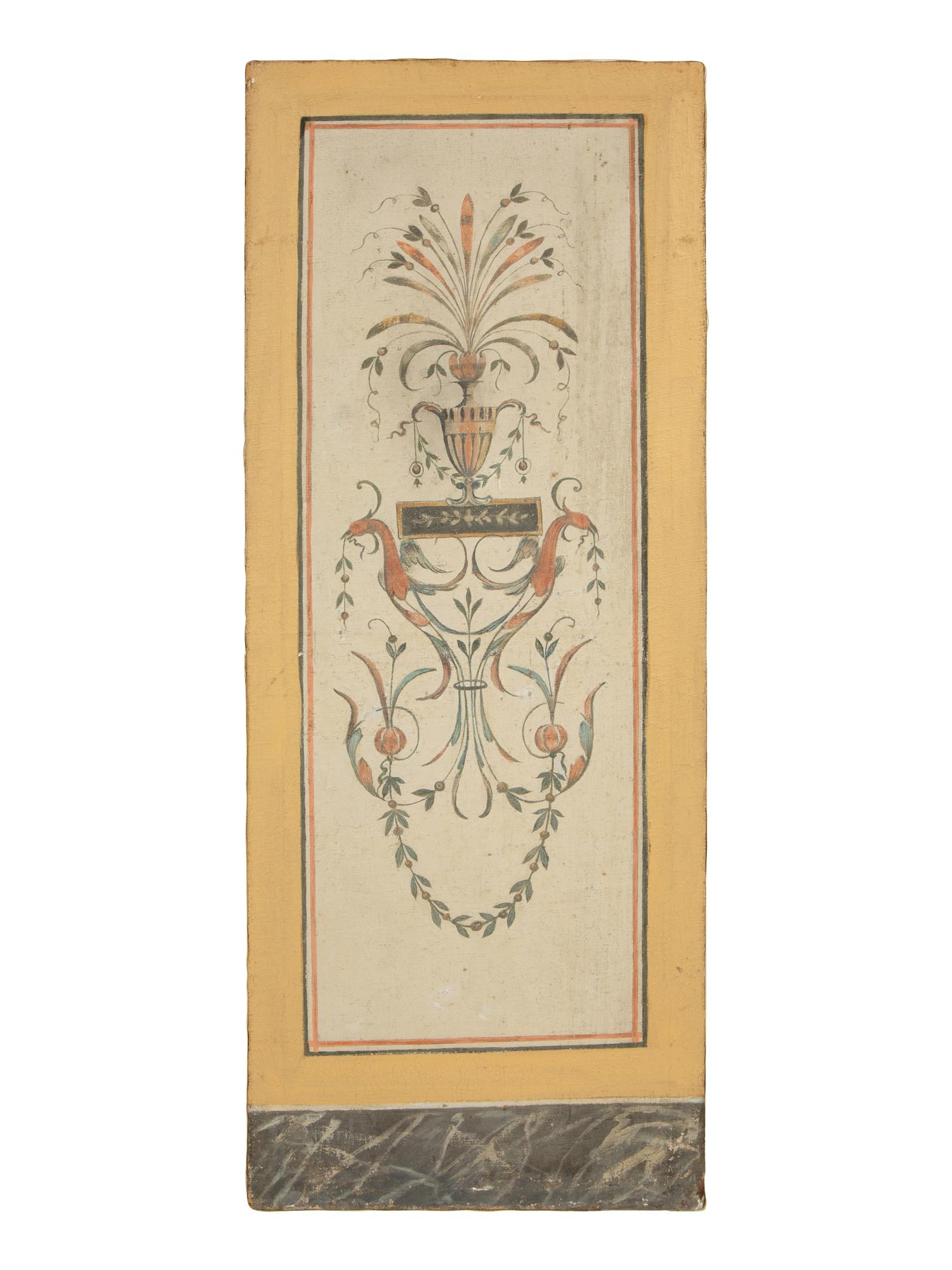 A Set of Five Neoclasscial Style Wallpaper Panels