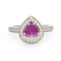 UNHEATED PINK SAPPHIRE, DIAMOND, AND PLATINUM RING