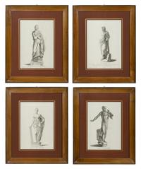 A Set of Four Prints of Antique Statues published by Antonio Maria Zanetti (1706-1778)]. From Delle Antiche Statue Greche e Romane che nell'Antisala della Libreria di San Marco, Venice,1740-1743 sight: 16 x 11 1/4 inches. framed: 25 3/4 x 21 inches.