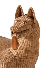 A Woven Rattan Coyote Figure by Mario Lopez Torres