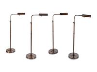 A Set of Four of Bronze-Tone Cantilevered Reading Lamps