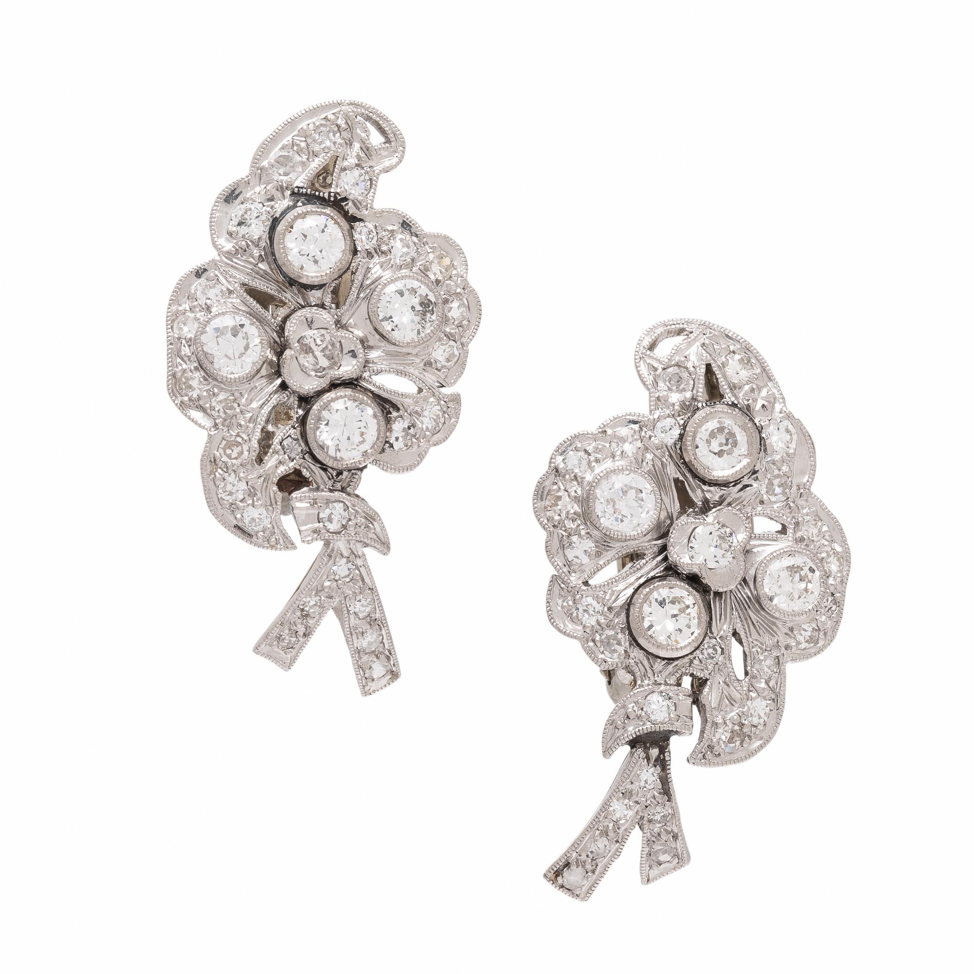 Diamond and Platinum Earrings