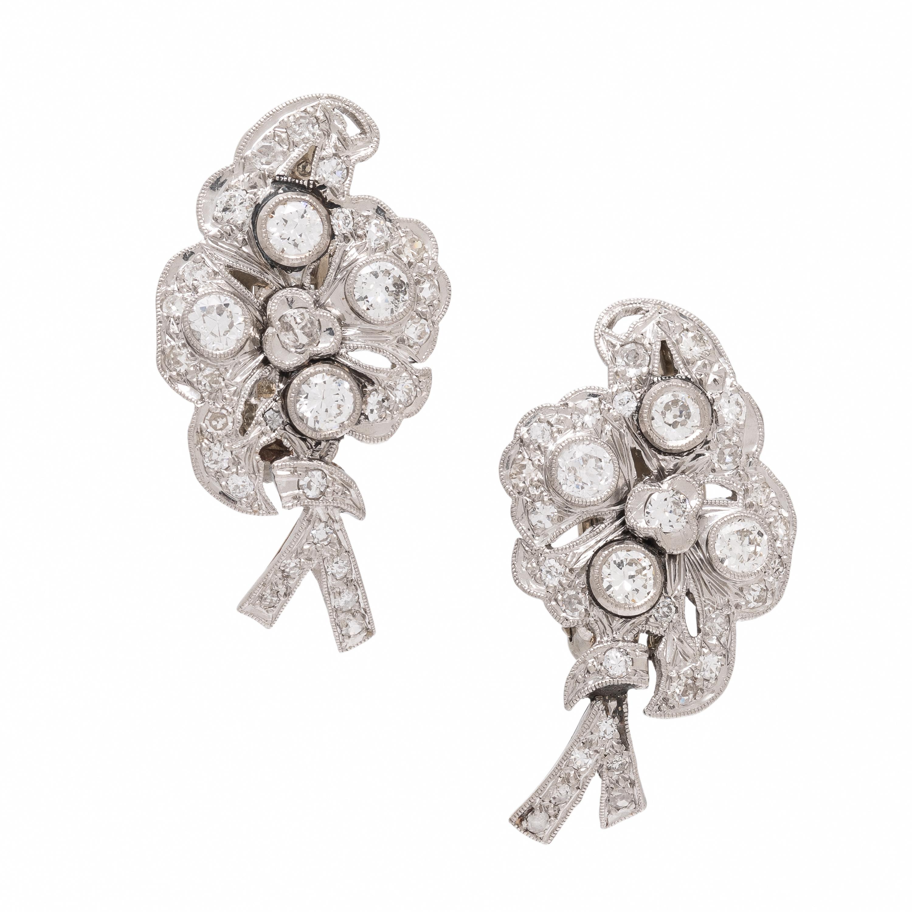 Diamond and Platinum Earrings