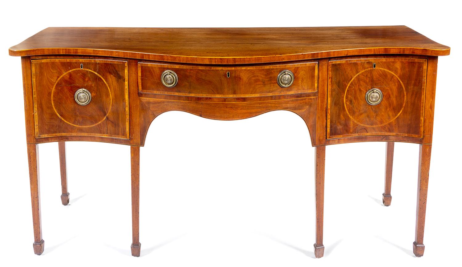 A George III Mahogany Sideboard Height 36 1/2 x width 71 1/2 x depth 29 3/4 inches. — 18TH/19TH CENTURY