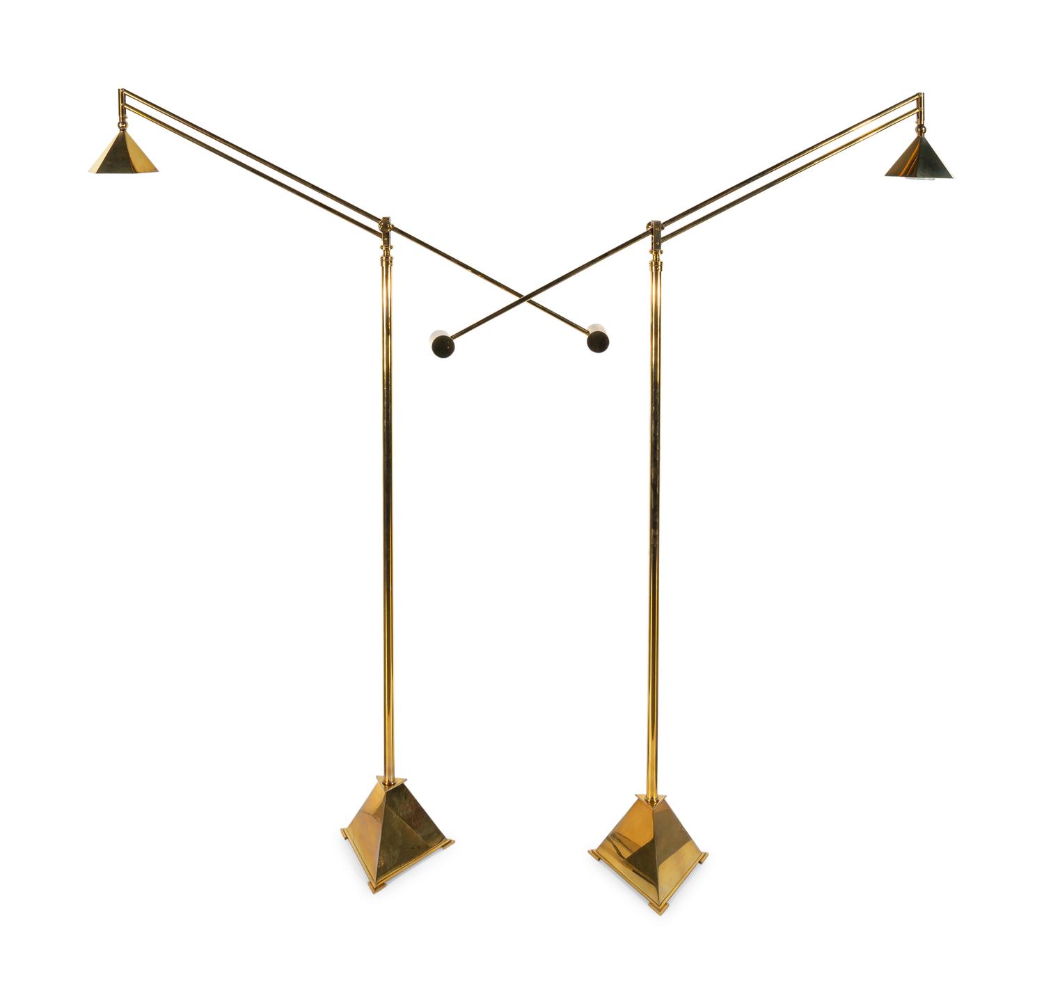 A Pair of Contemporary Brass Counter-Balance Reading Lamps