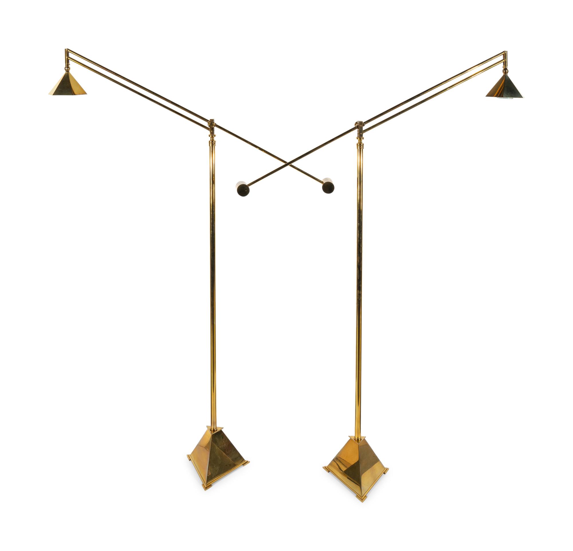A Pair of Contemporary Brass Counter-Balance Reading Lamps