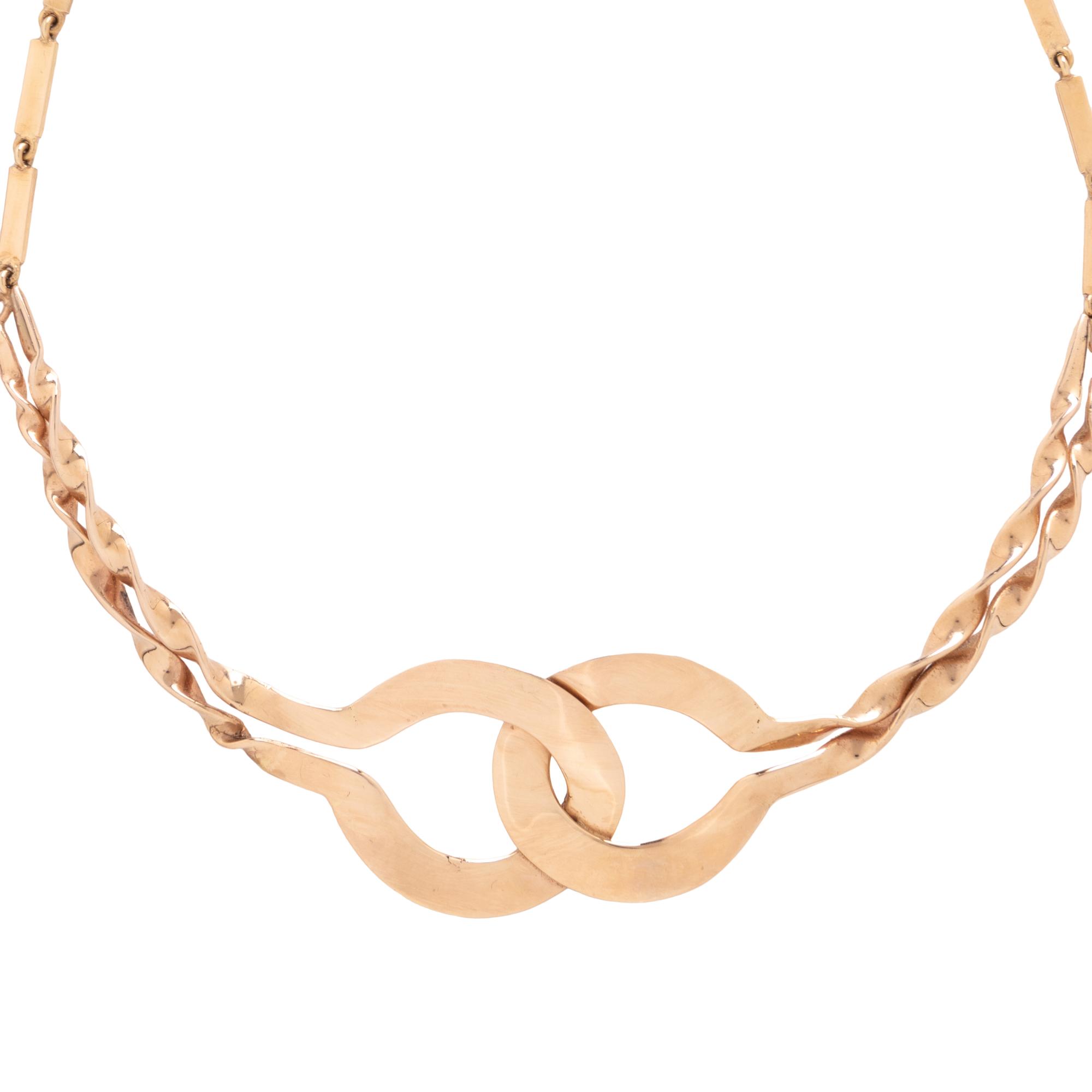 YELLOW GOLD HAIRPIN NECKLACE