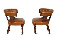 A Pair of William IV Style Leather-Upholstered Mahogany Armchairs