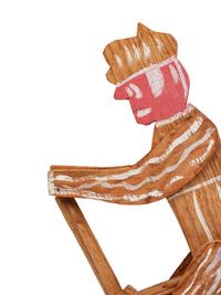 A Child’s Carved and Painted Wood Unicycle Push Toy