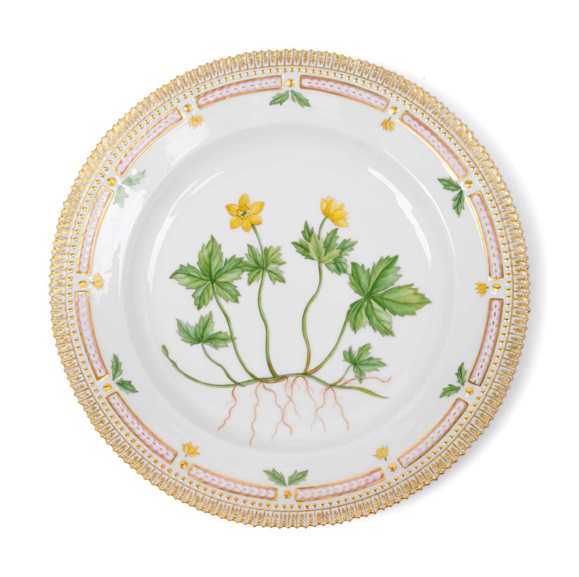 Eleven Royal Copenhagen Flora Danica Dinner Plates