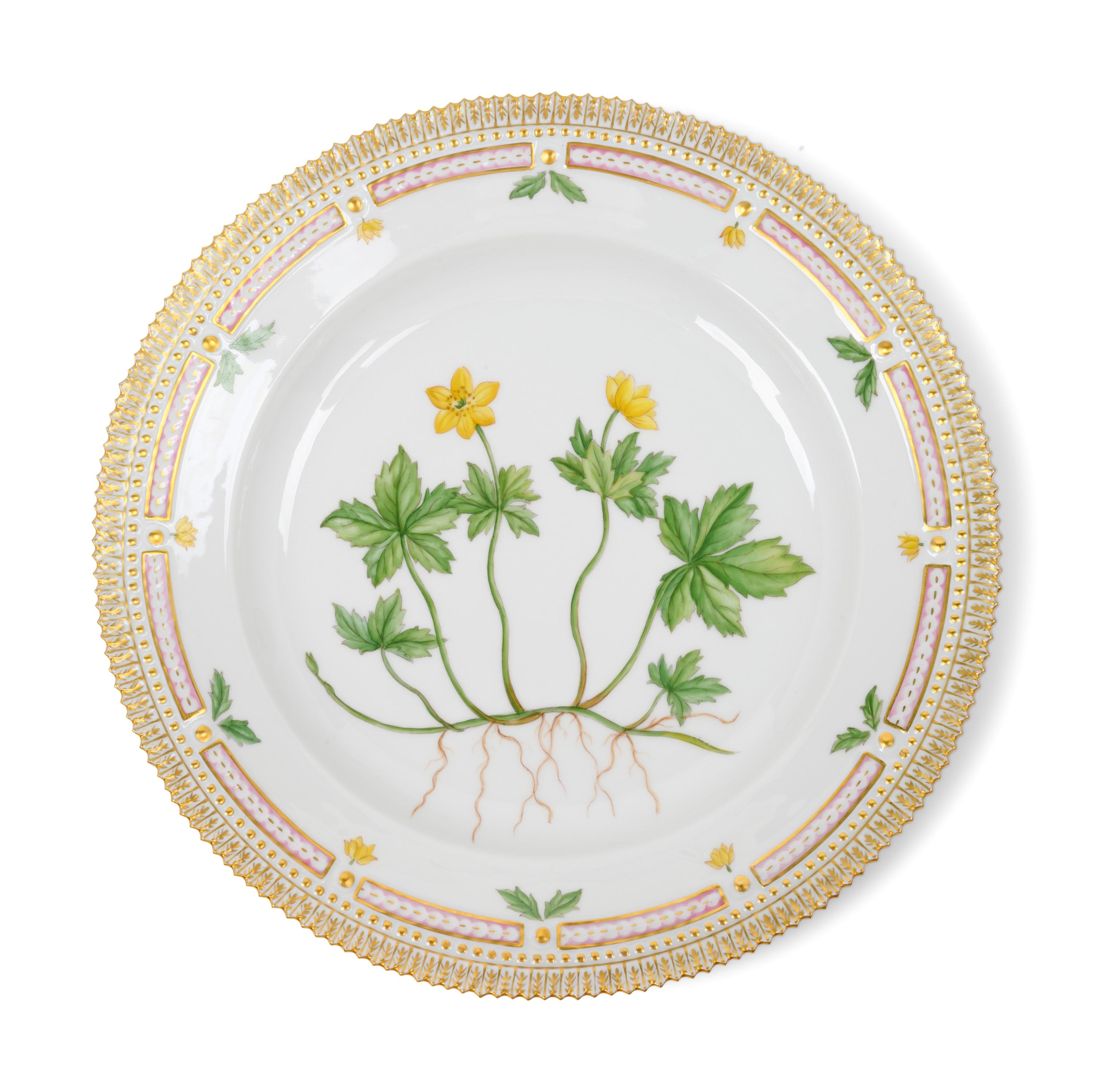 Eleven Royal Copenhagen Flora Danica Dinner Plates