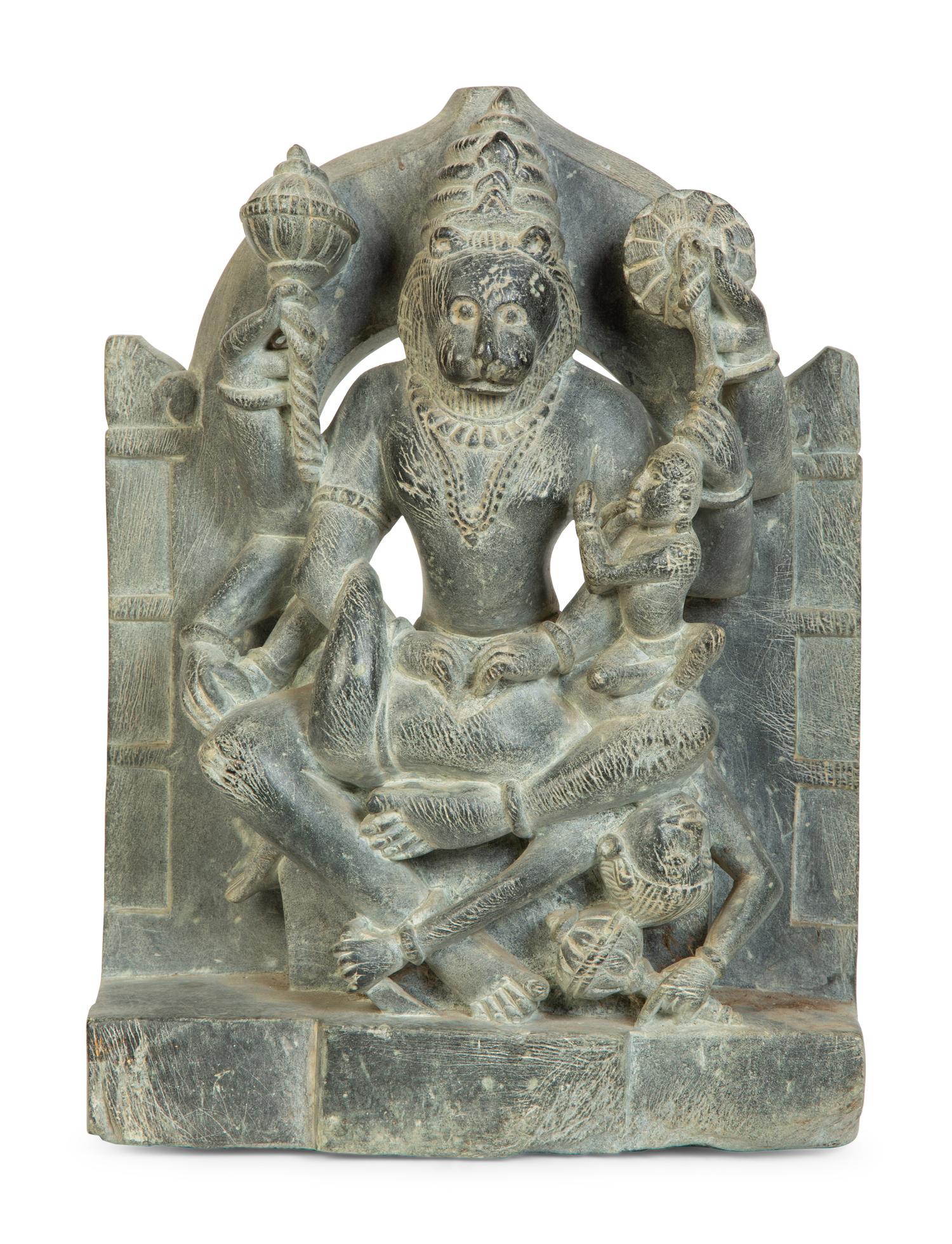 A Carved Stone Sculpture of Lord Narsinmha — 19th Century