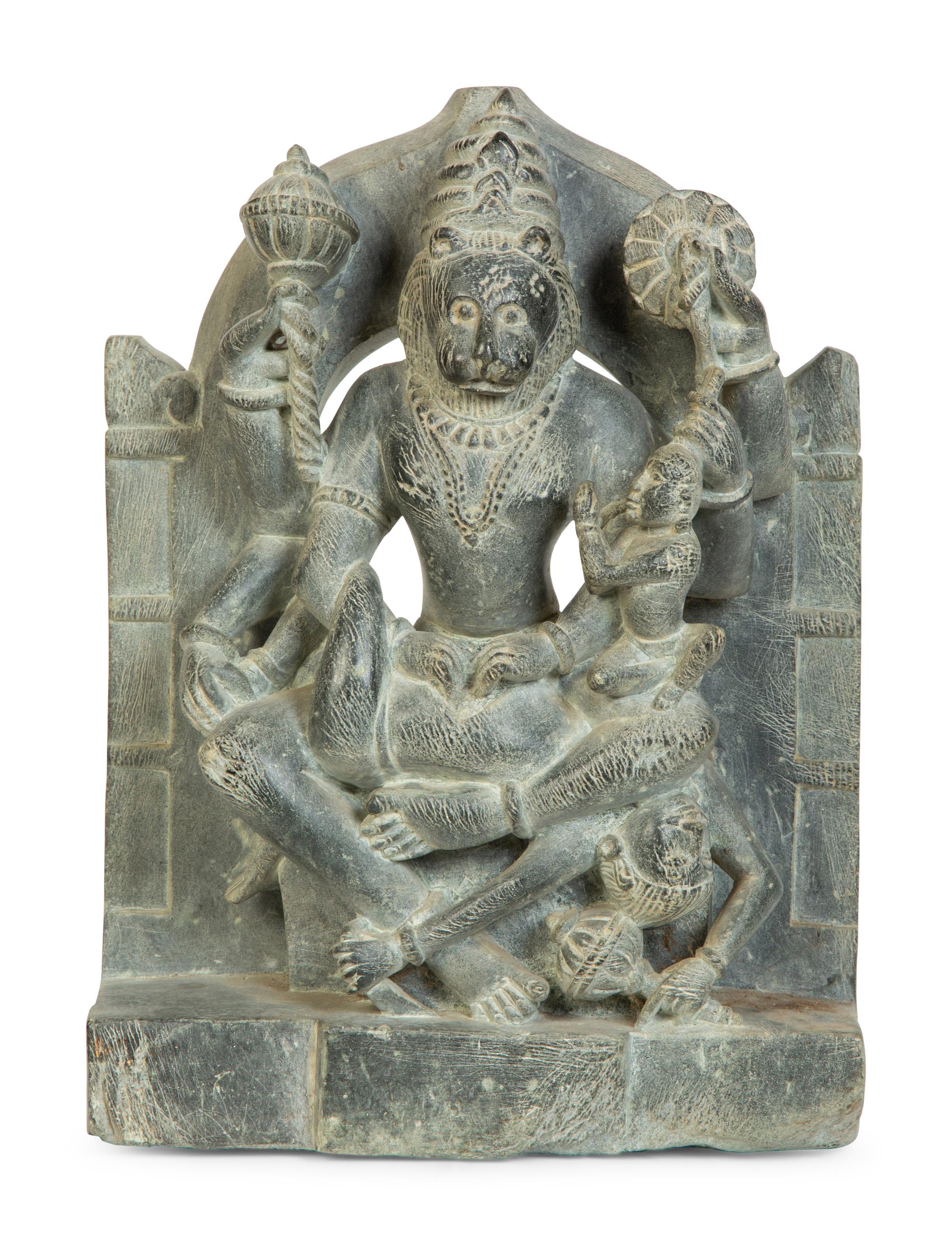 A Carved Stone Sculpture of Lord Narsinmha — 19th Century