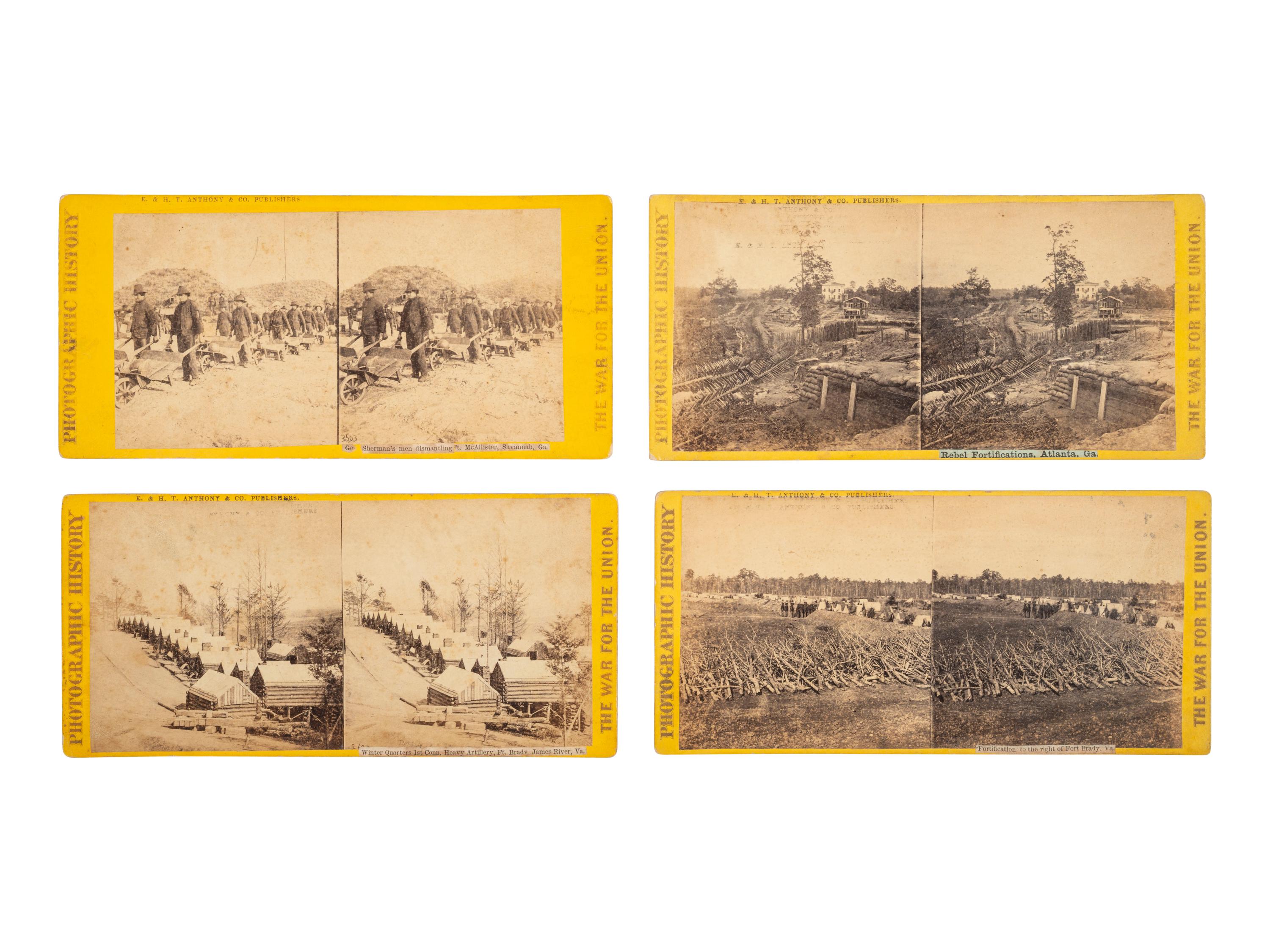 [CIVIL WAR]. 15 stereoviews ft. breastworks and fortifications. New York: E. & H. T. Anthony & Co.