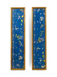 Five Chinese Embroidered Silk Cuff Panels