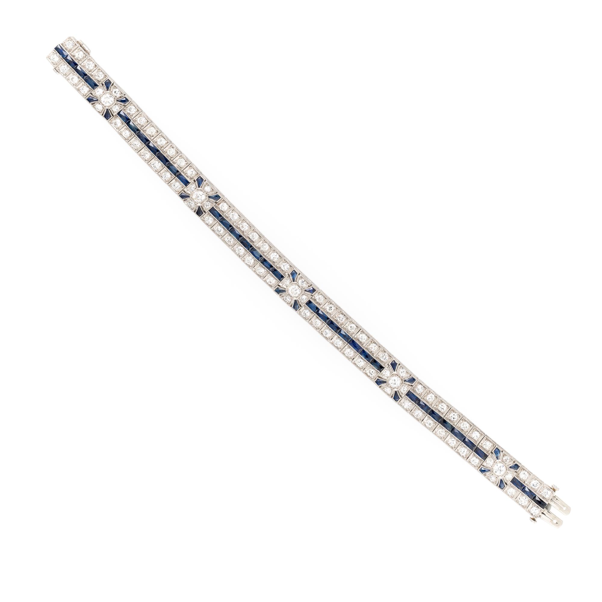 ART DECO, DIAMOND, SAPPHIRE, AND PLATINUM BRACELET