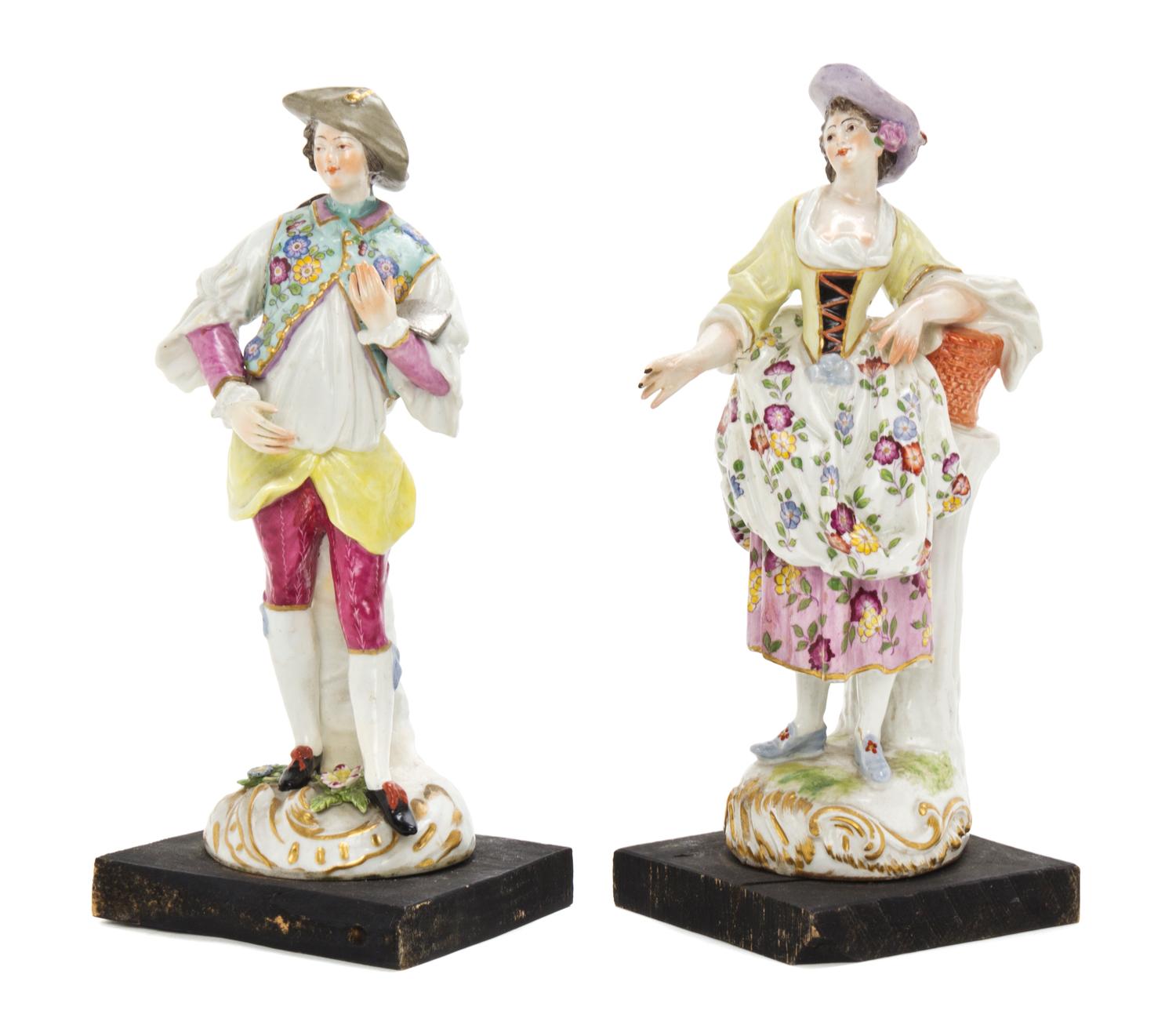 Two Continental Porcelain Figures, Height of gentleman 9 1/2 inches.
