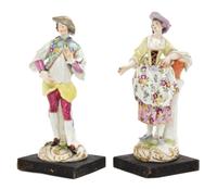 Two Continental Porcelain Figures, Height of gentleman 9 1/2 inches.