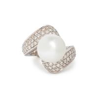 CULTURED PEARL AND DIAMOND RING