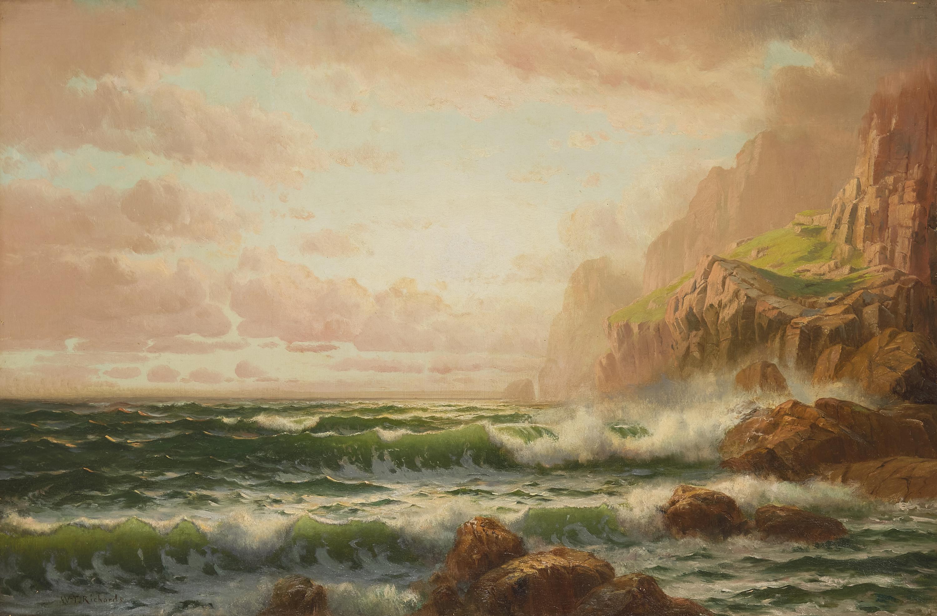 William Trost Richards (American, 1833-1905) — Sea at Cornwall