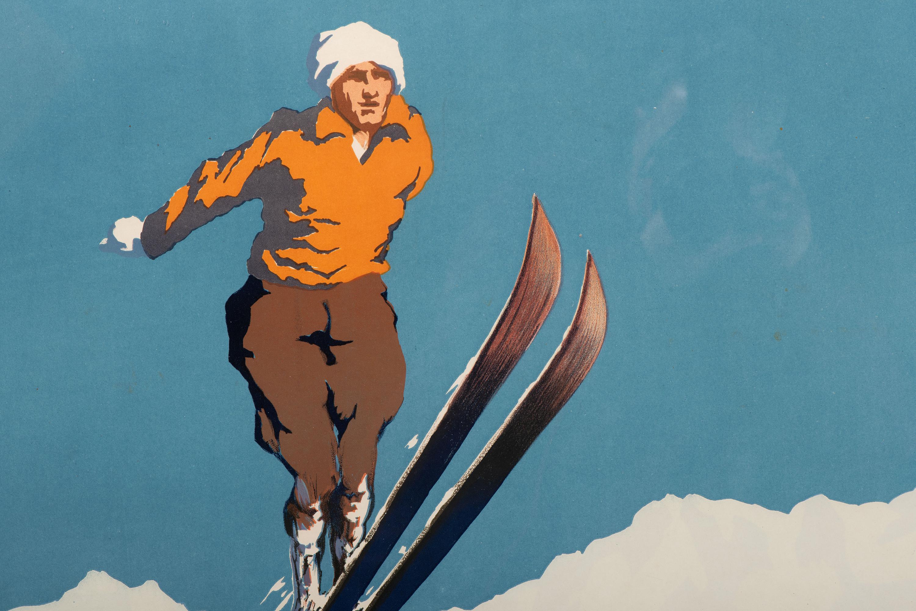 [TRAVEL - WINTER OLYMPICS]. ALO (HALLO, Charles), artist. Chamonix Mont-Blanc / Sports d'Hiver à l'occasion de la VIIIe Olympiade / 25 Janvier-5 Fevrier 1924 . Paris: Cornille & Serre, 1924.
