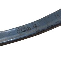 An Iron and Wood Swing Arm Stool 20" W x 11" D x 12 "H — United States, Circa 1930
