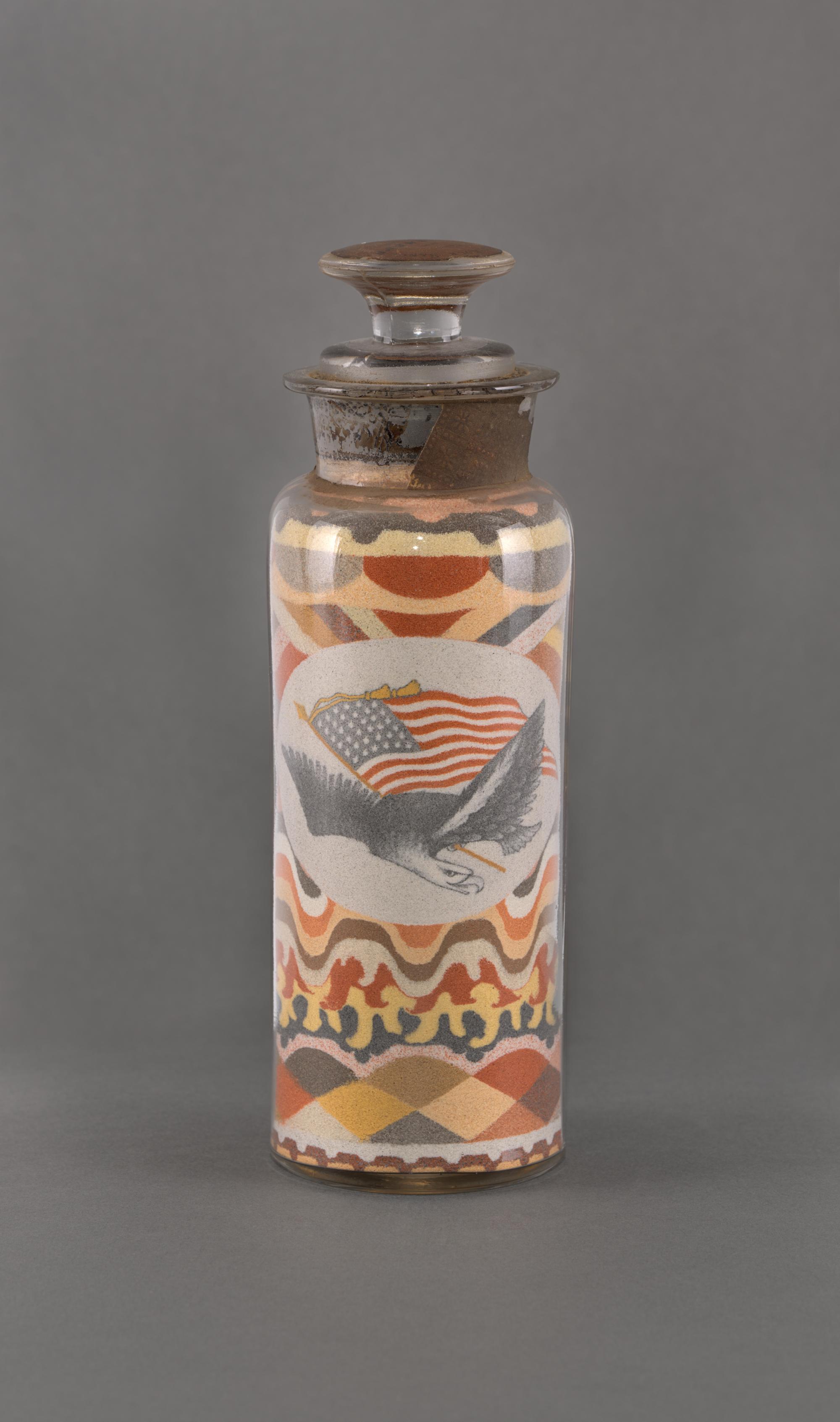 A Pair of Andrew Clemens (American, 1857-1894) 'Sweetheart' Sand Bottles