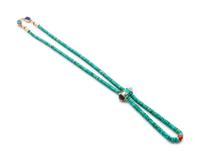 Rolled turquoise necklace with 14k gold accents