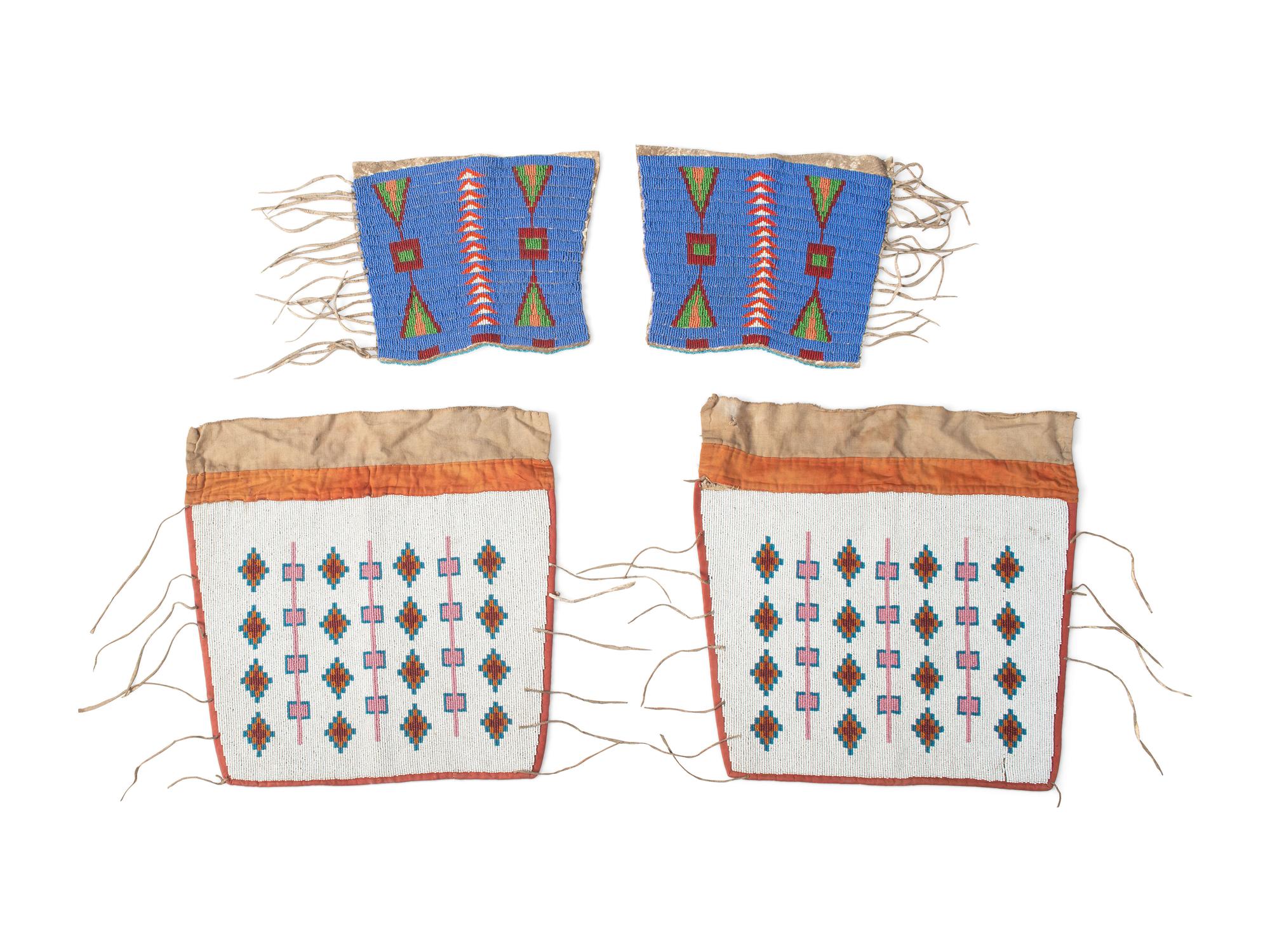 Northern Plains Beaded Hide Cuffs and Plains Cree Beaded Leggings