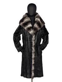J. Mendel Broadtail Fur Coat With Chinchilla Trim