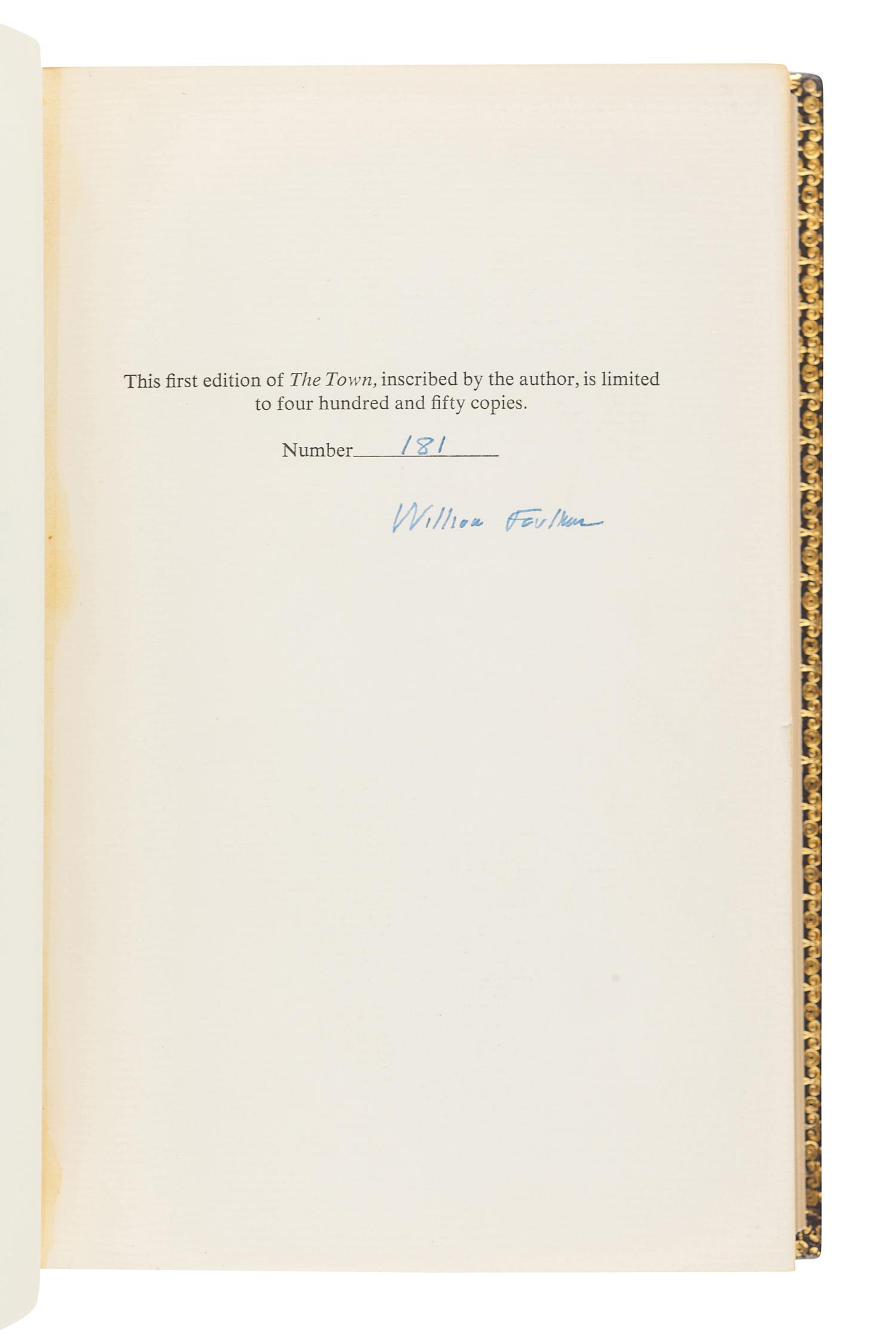FAULKNER, William (1897-1962). Two works finely bound, comprising: