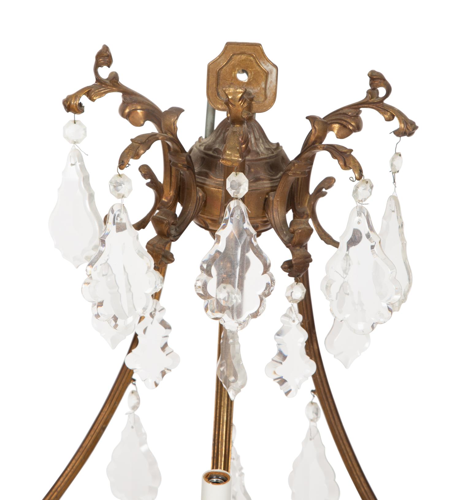 A Set of Six Louis XV Style Three- Light Gilt Bronze and Cut Glass Sconces — Late 19th/Early 20th Century