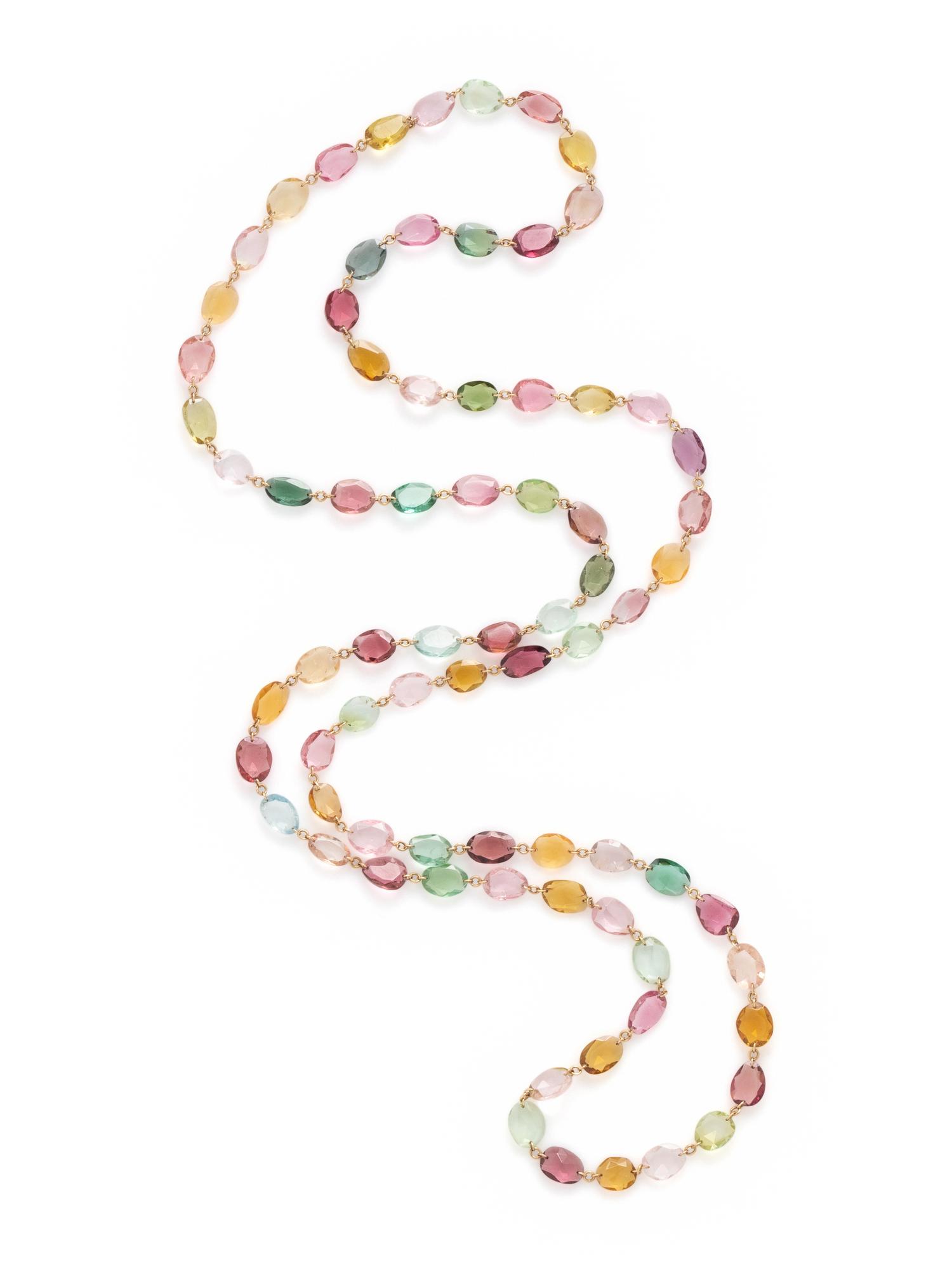 YELLOW GOLD AND TOURMALINE NECKLACE