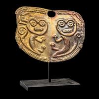 A Vicus Gold Embossed Nose Ornament