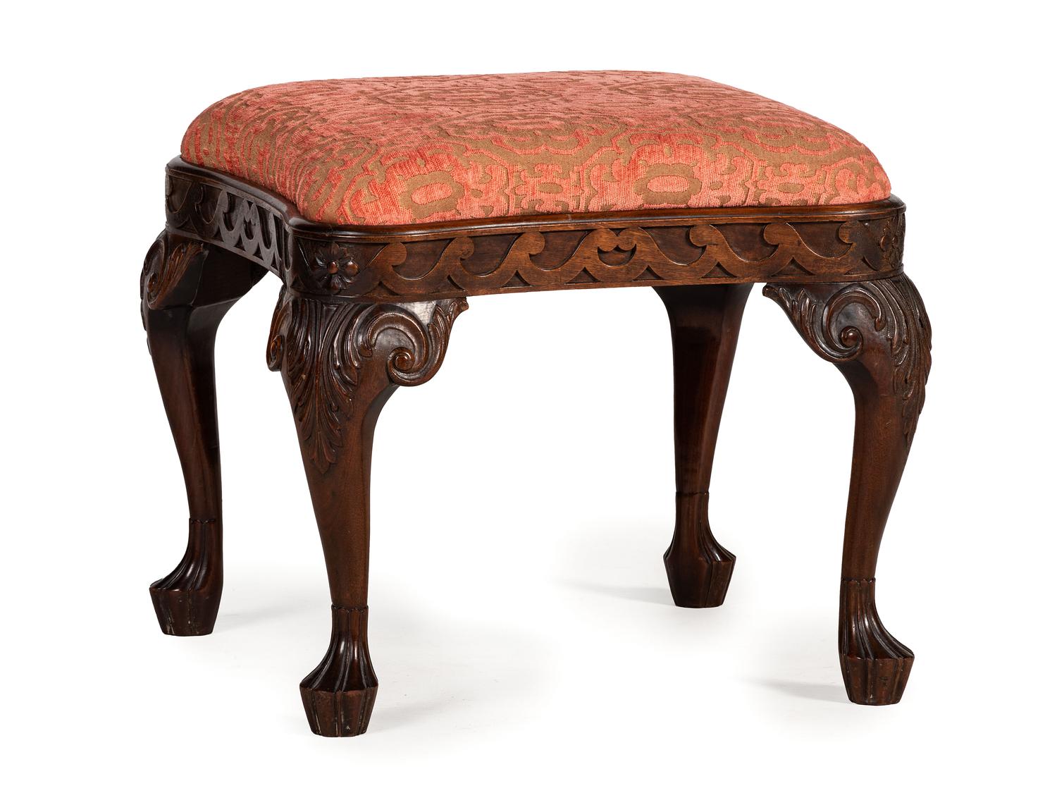 A George III Style Carved Mahogany Stool