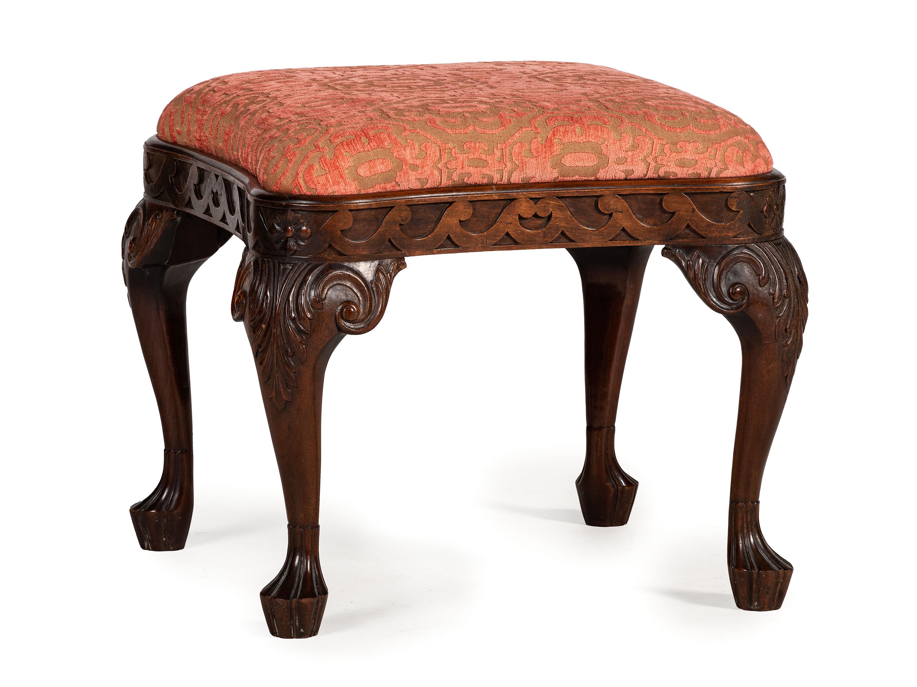 A George III Style Carved Mahogany Stool