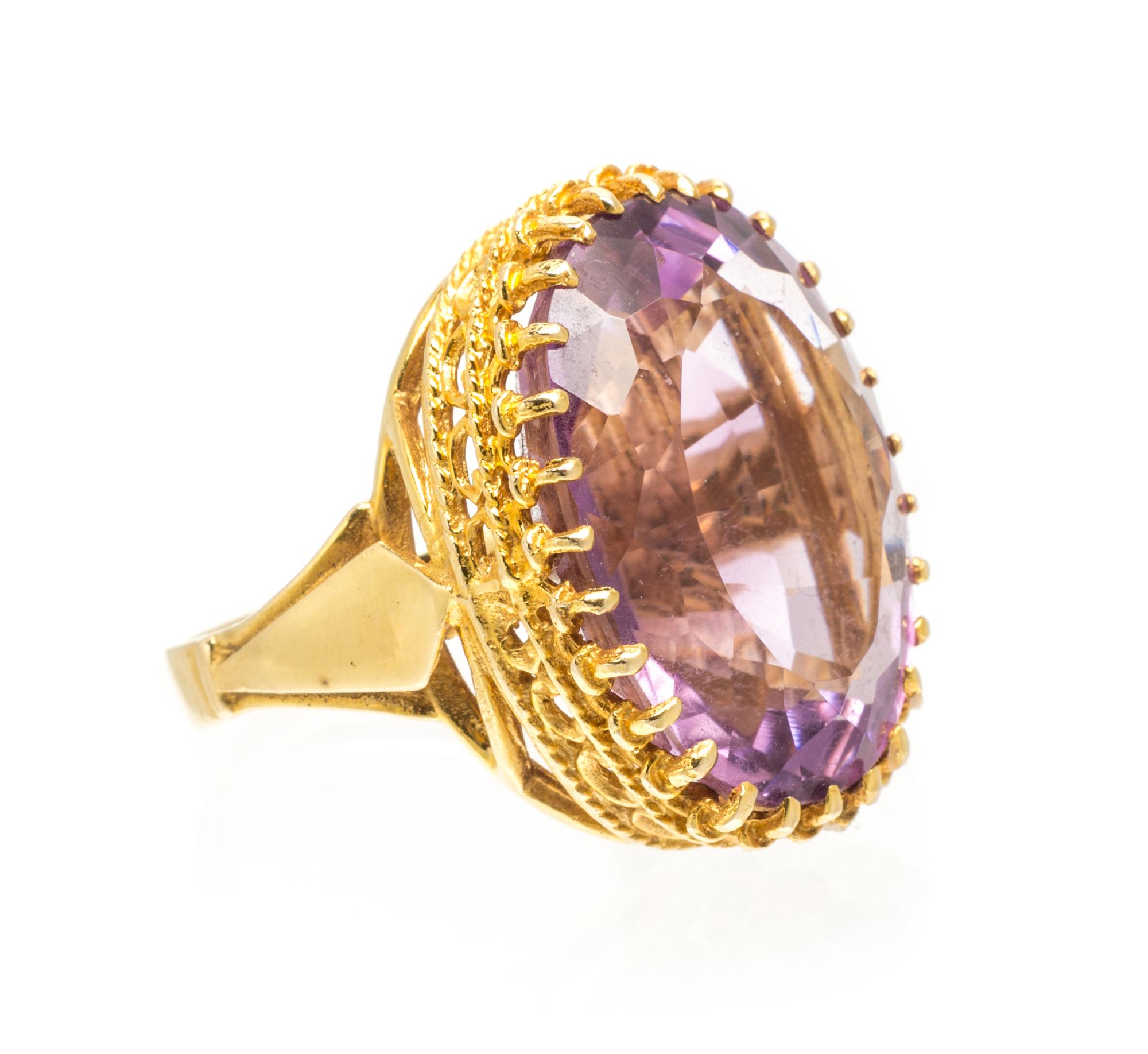 A Yellow Gold and Amethyst Ring, 8.80 dwts.