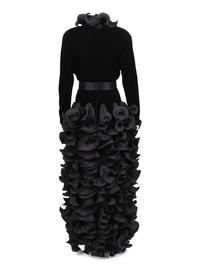 Pierre Cardin Haute Couture Pleated Taffeta and Velvet Dress, Fall/Winter 1985