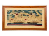 An English Sailor's Maritime Woolwork Embroidery — 19TH CENTURY