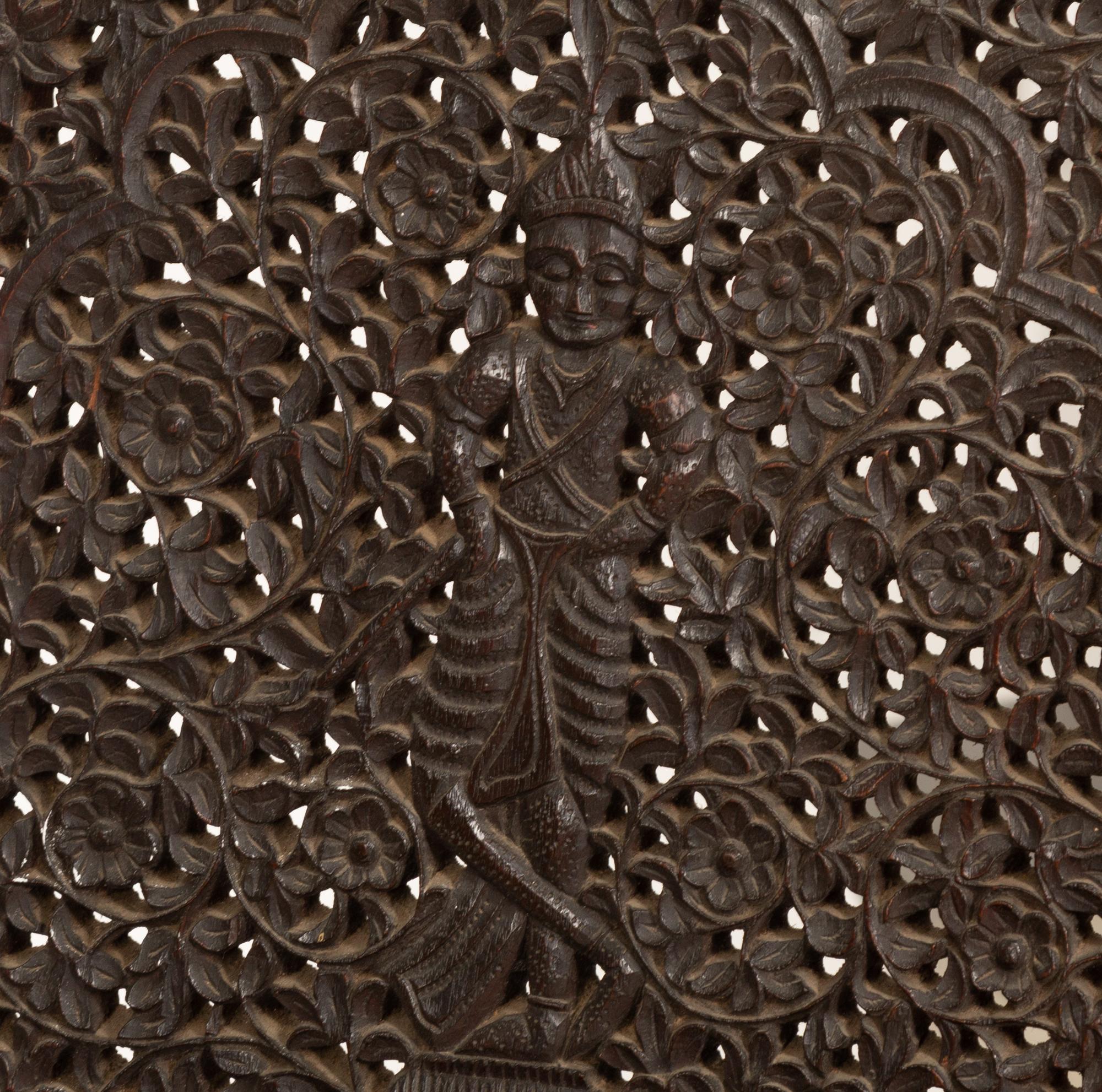 Two Anglo-Indian Carved Teak Side Chairs