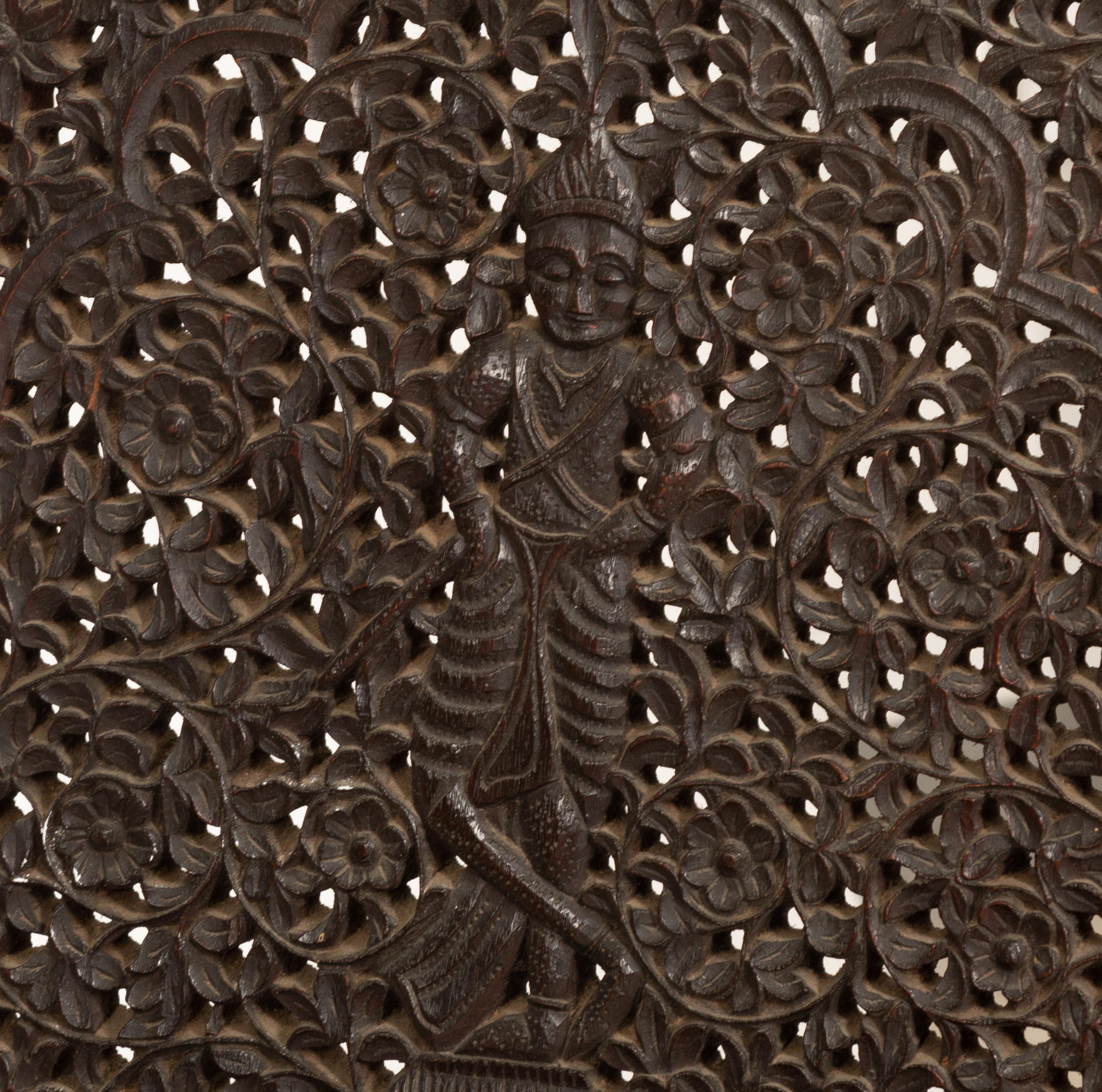 Two Anglo-Indian Carved Teak Side Chairs