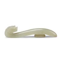 Four Pale Celadon Jade "Dragon" Belthooks, Qing Dynasty 清 青玉龍鉤四件
