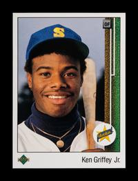 A 1989 Upper Deck Ken Griffey Jr. Rookie Baseball Card No. 1